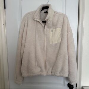 PacSun Cream Teddy Jacket with Pocket Detail